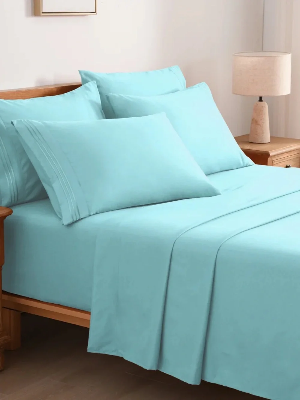 Classic Soft Turquoise Twin 4 piece Sheet Set - Lightweight Home Bedding